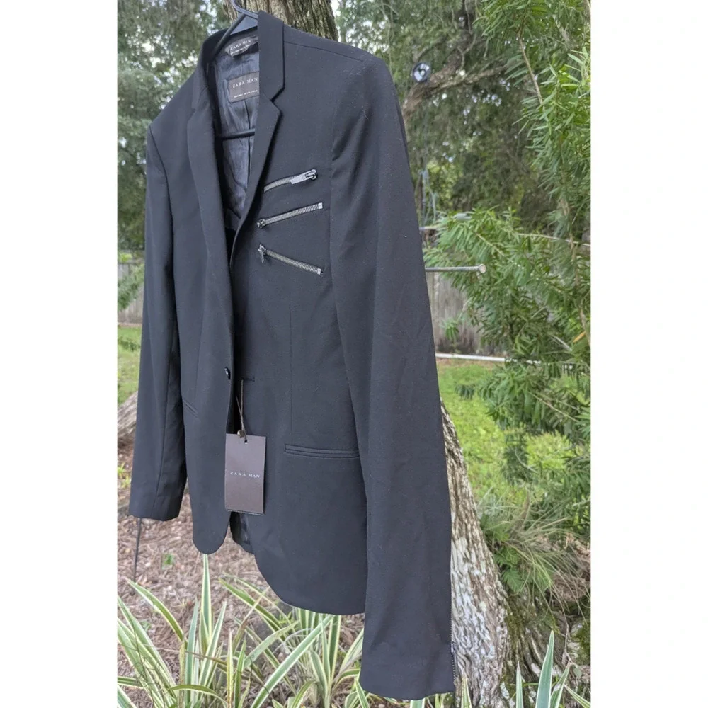 Zara Man Jacket Blazer Black Size S - Picture 2 of 16